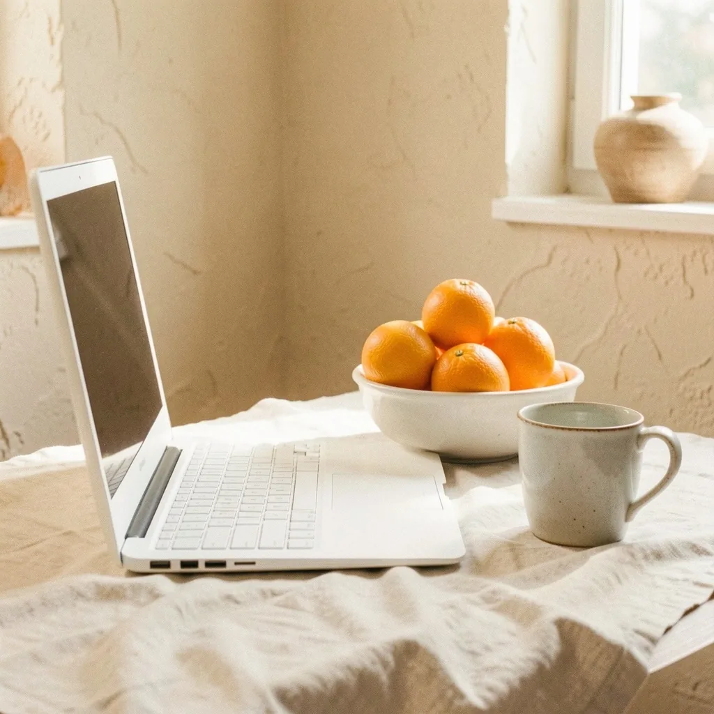 Espacio de trabajo minimalista y cálido